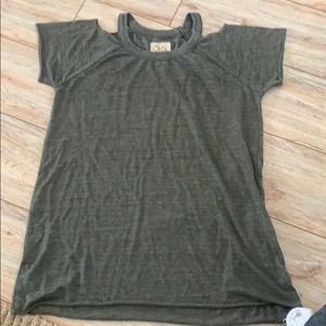 Chaser soft dark-green t-shirt cut out shoulders